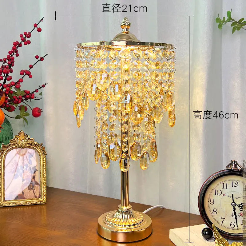 DecorBites™ Crystal Glass Table Lamp with Round Stand for Bedroom Living Room