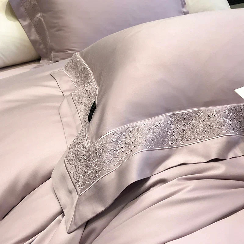 DecorBites™ 1200TC Luxury Embroidery Bedding Set with Wide Edge & Lyocell Cotton Brushed Fabric