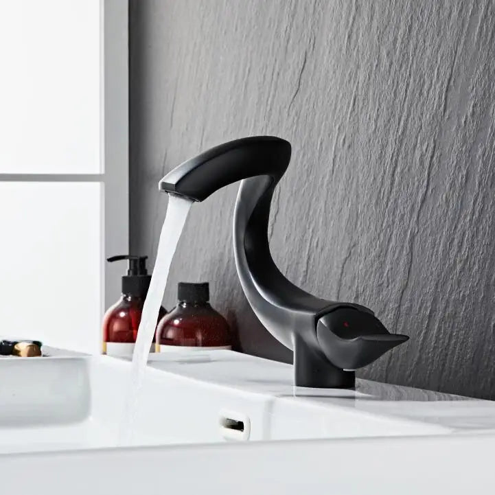 DecorBites™ Black Gold Brass Bathroom Faucet Mixer Sink Tap Deck Mounted Chrome Gray