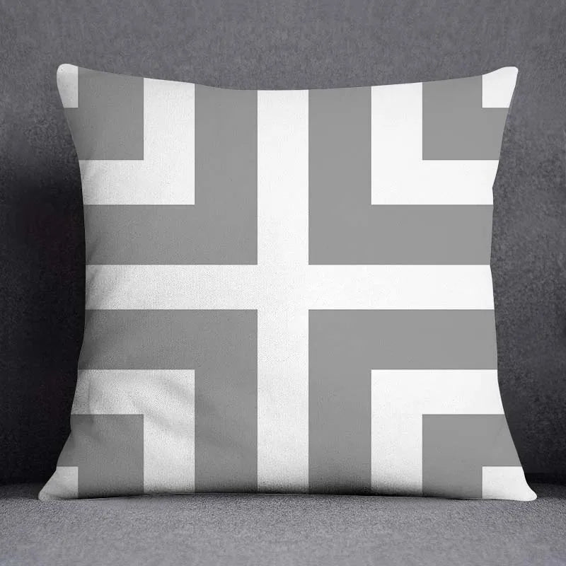 DecorBites™ Geometric Floral Print Lumbar Pillow Case 45X45cm Sofa Cushion Cover