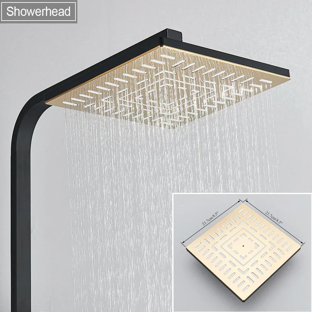 DecorBites™ 8" Rainfall Shower Set with Bidet Function, Wall Mounted Hot Cold Mixer Tap