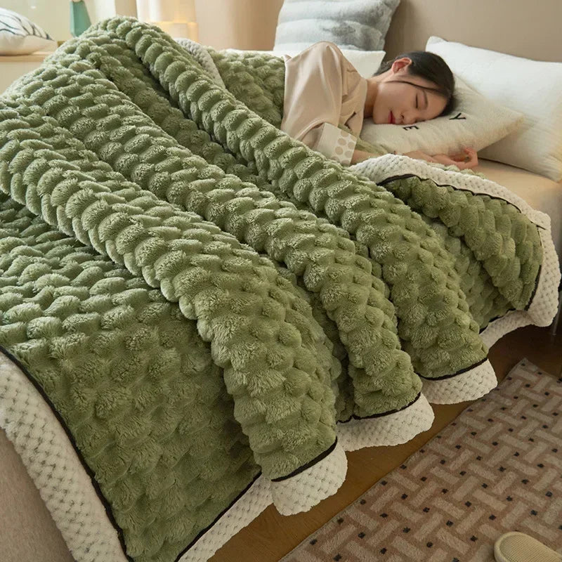 DecorBites™ Cozy Flannel Fleece Blanket for Warm Autumn Winter Sleep