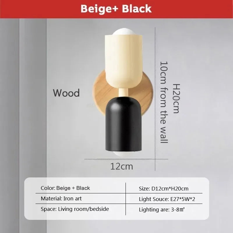 DecorBites™ Cream Zipper Nordic Wooden Wall Lamp: Minimalist Indoor Lighting for Bedroom and Living Room