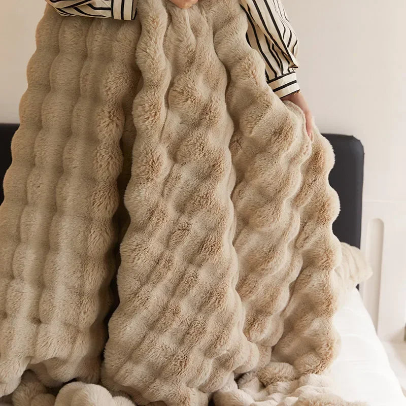 DecorBites™ Luxe Faux Fur Winter Blanket: Premium Warmth & Comfort for Bed or Sofa