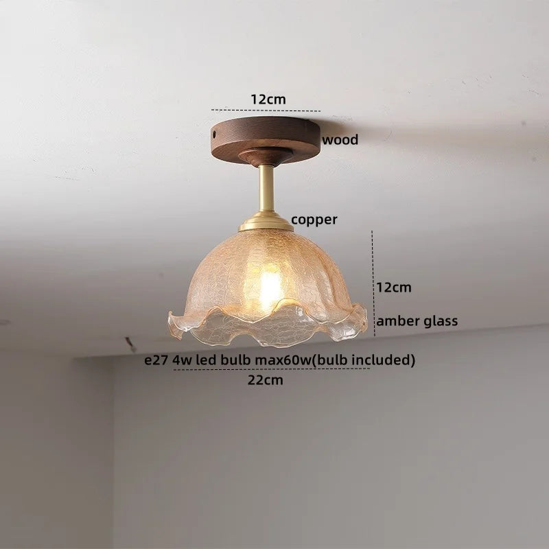 DecorBites™ LED Glass Wood Ceiling Lamp for Modern Indoor Lighting and Decoration