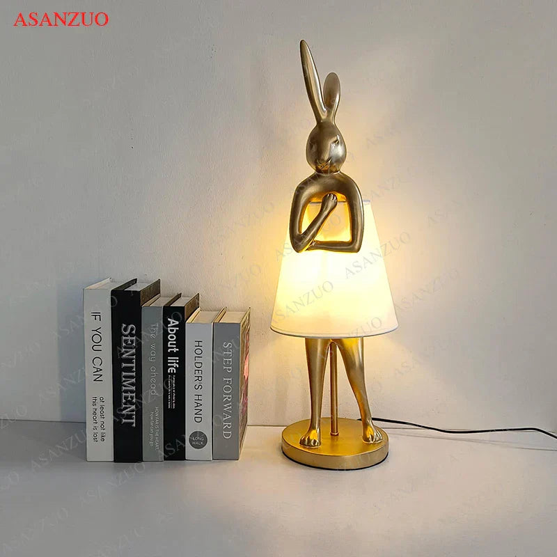 DecorBites™ Bathing Rabbit Resin Table Lamp for Living Room and Bedroom Decor
