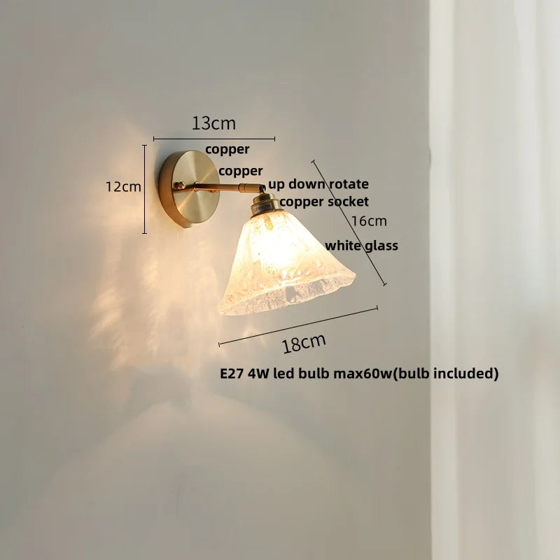 DecorBites™ Blue Glass Wall Sconce Pull Chain Switch Modern Stair Light