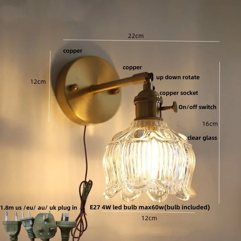 DecorBites™ Clear Glass Copper Knob LED Wall Lights | Modern Nordic Design