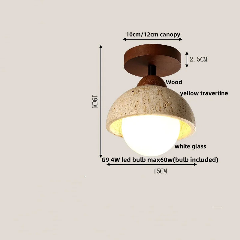 DecorBites™ LED Yellow Travertine Flush Mount Ceiling Light Fixtures