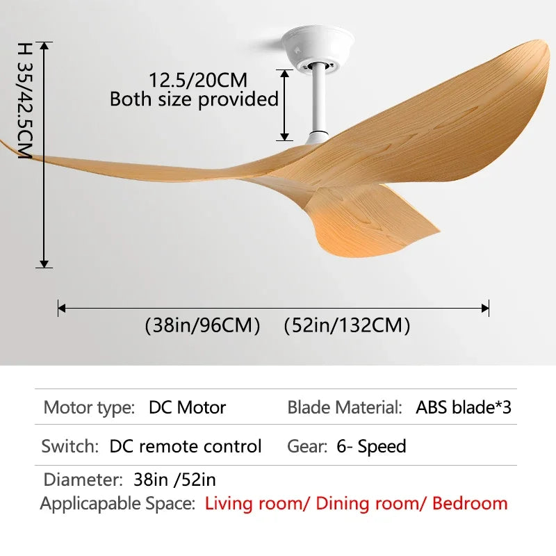 DecorBites™ 52" Modern Ceiling Fan DC Remote Control Electric Fan for Home and Office