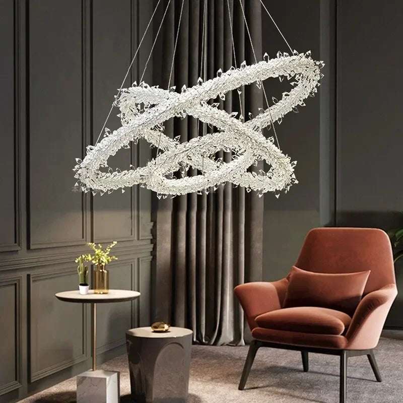 DecorBites™ Crystal Flower LED Chandelier Pendant Light for Living and Dining Room