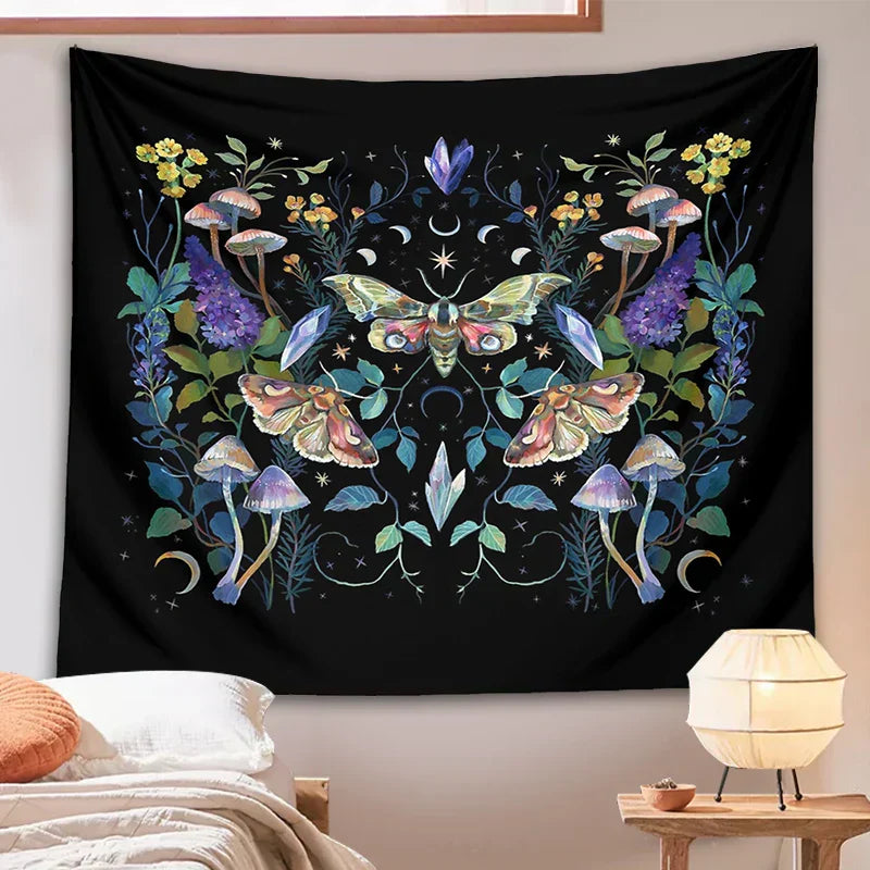 DecorBites™ Celestial Botanical Tapestry Wall Hanging - Starry Sky Dorm Decor