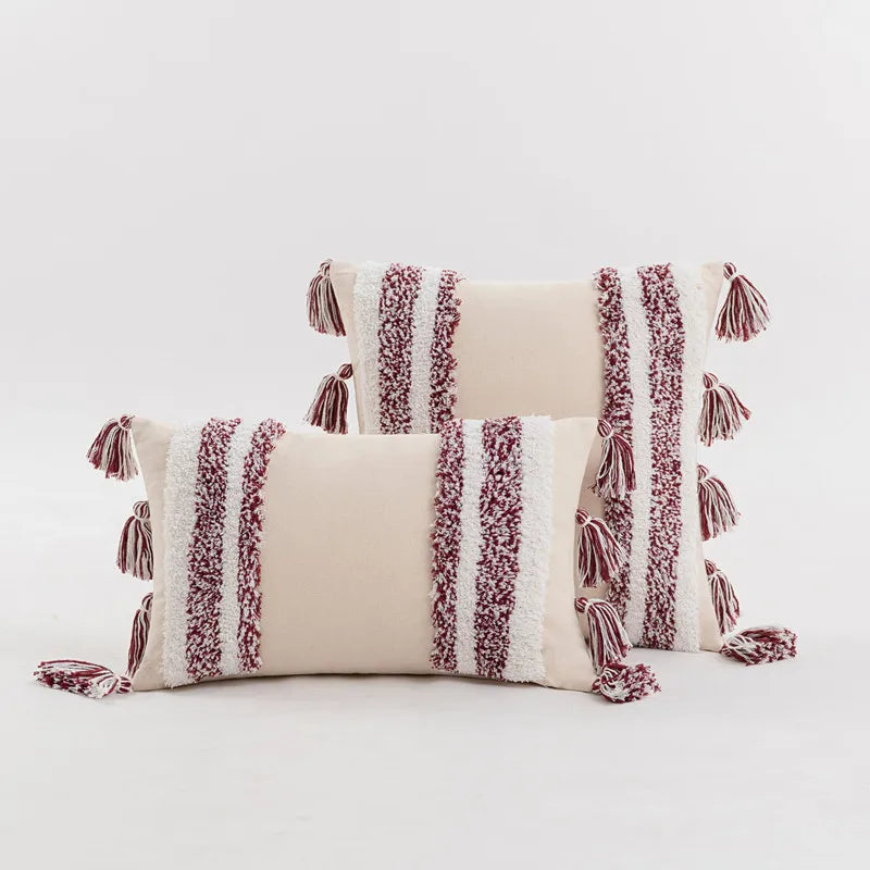 DecorBites™ Blue Grey Stripe Tufted Cushion Cover 45x45cm/30x50cm for Home Decoration