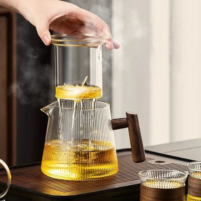 DecorBites™ Glass Teapot for Home & Restaurant Brewing - Transparent High Borosilicate Material
