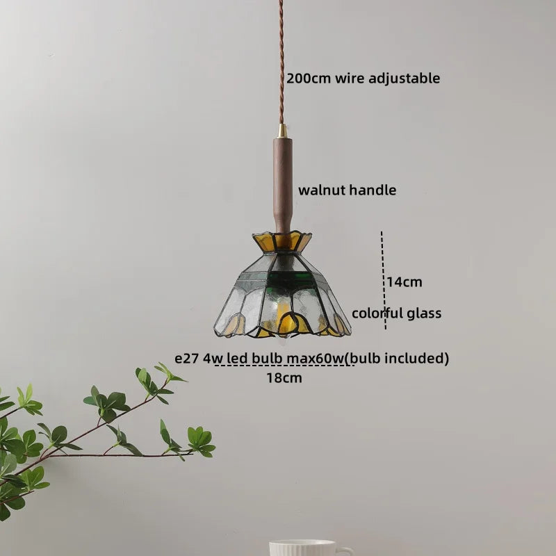 DecorBites™ Ceramic Walnut Copper LED Pendant Light Chandelier for Bedroom Living Room