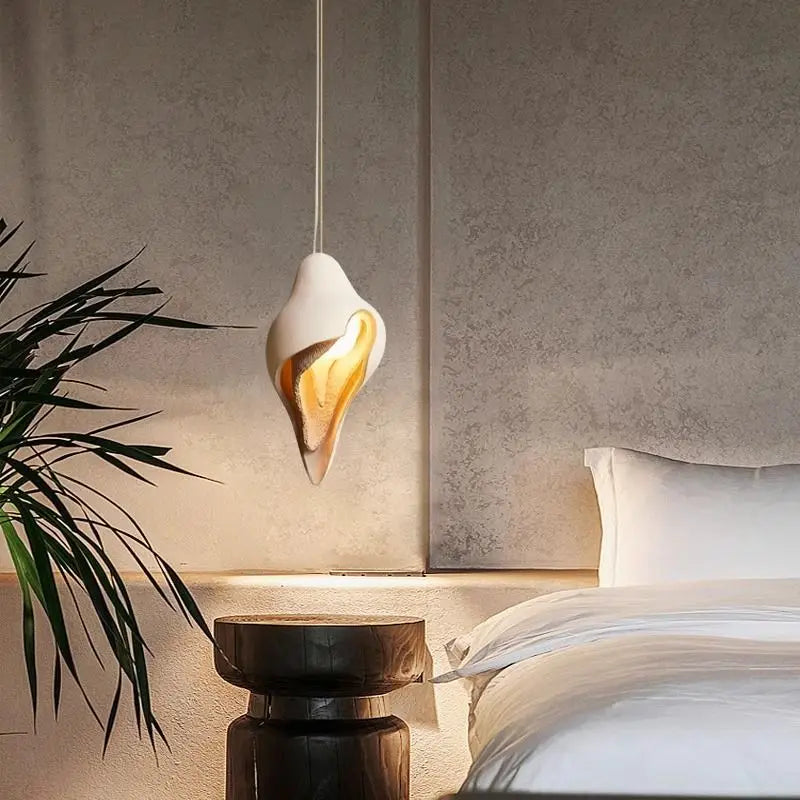 DecorBites™ Gypsum Conch Pendant Lamp, Wabi Sabi Style for Living Room, Bedroom, and Staircase