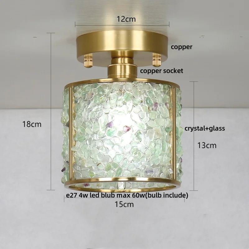 DecorBites™ Copper Canopy LED Ceiling Light Glass Crystal Nordic Modern Decor for Home