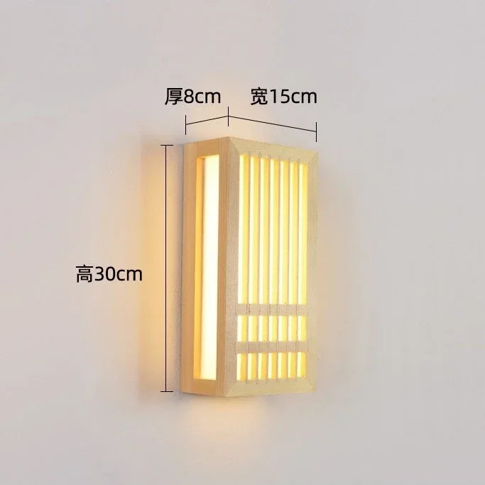 DecorBites™ LED Wood Wall Lamp Acrylic Rectangular Bedside Light for Living Room