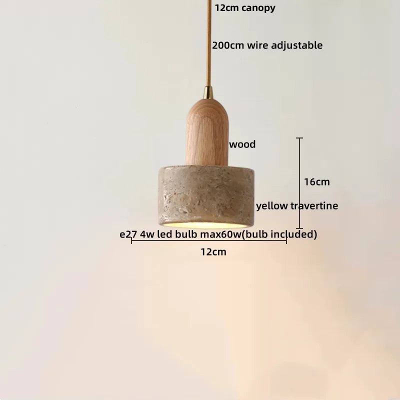DecorBites™ LED Pendant Light Fixture Yellow Travertine Adjustable Hanging Lamp