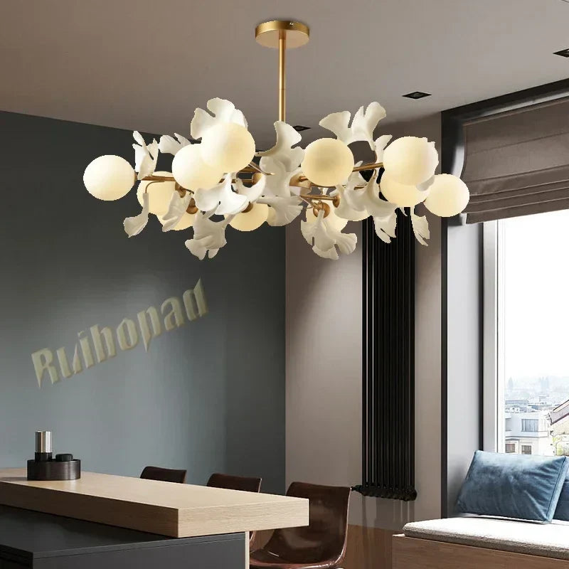 DecorBites™ Ginkgo Leaf LED Ceiling Chandelier for Bedroom, Living, Dining Room