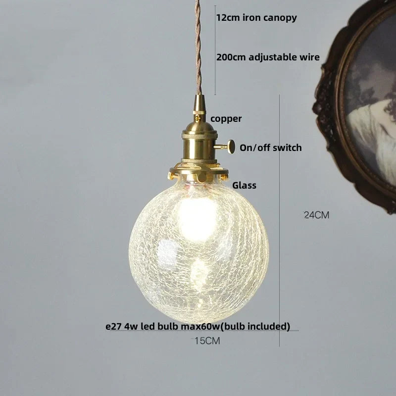 DecorBites™ Brass LED Pendant Light Fixture Clear Glass Nordic Modern Hanging Lamp