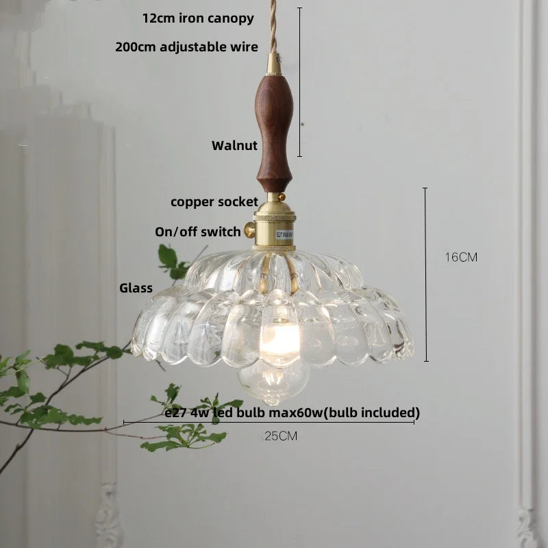 DecorBites™ Amber Flower Glass Pendant Light LED Kitchen Decor Home Reading Room