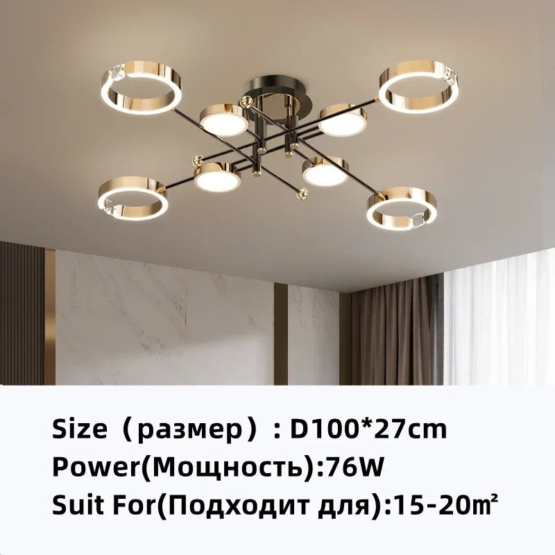 DecorBites™ Gold Plated Chandelier with Remote Control, Crystals Decoration for Living Room