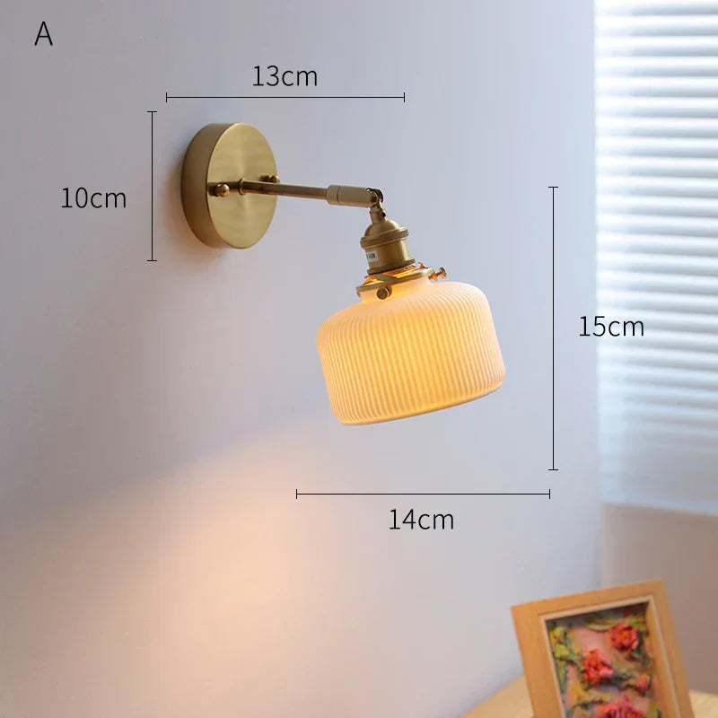 DecorBites™ Ceramic LED Wall Lights Fixture with Copper Arm for Bedroom Living Room