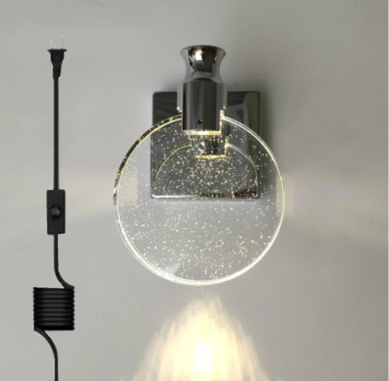 DecorBites™ Crystal Glass Gold LED Wall Lamp for Modern Luxury Lighting in Living Bedroom Bedside Aisle