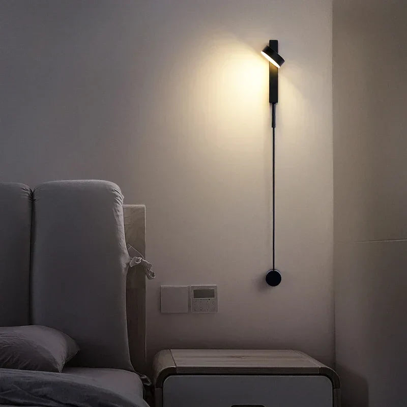 DecorBites™ Black Rotating LED Wall Lamp for Bedroom, Stair, Aisle - Modern Indoor Lighting Fixtures