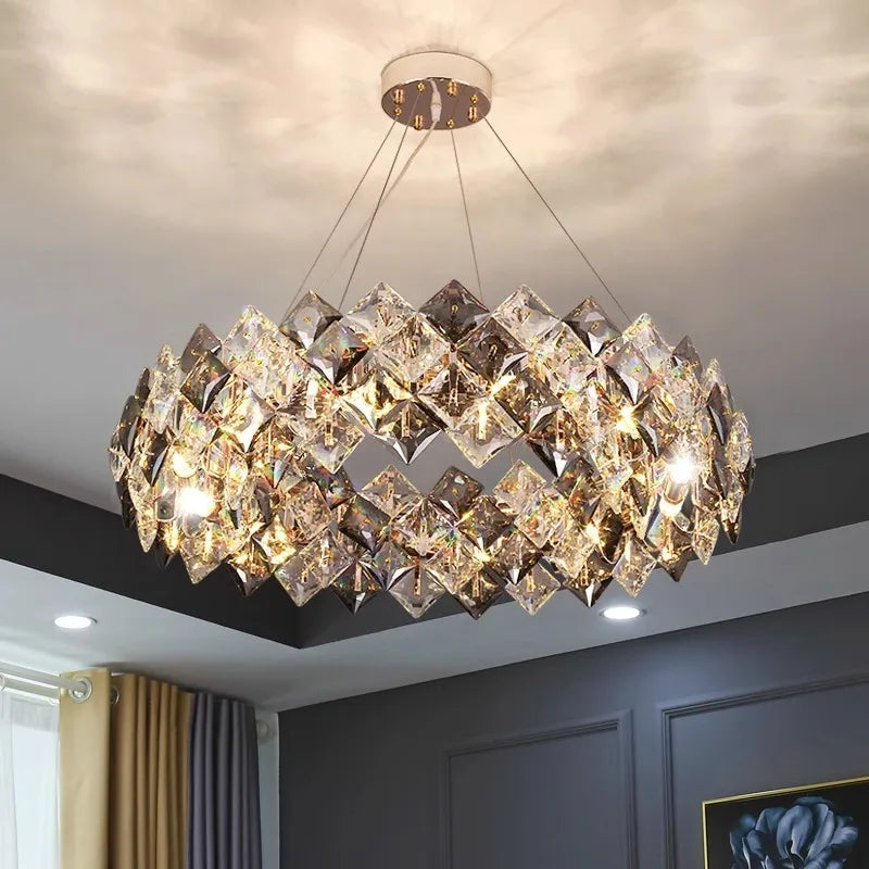 DecorBites™ Crystal Chandelier for Living & Dining Room, Luxury Ceiling Light Fixture
