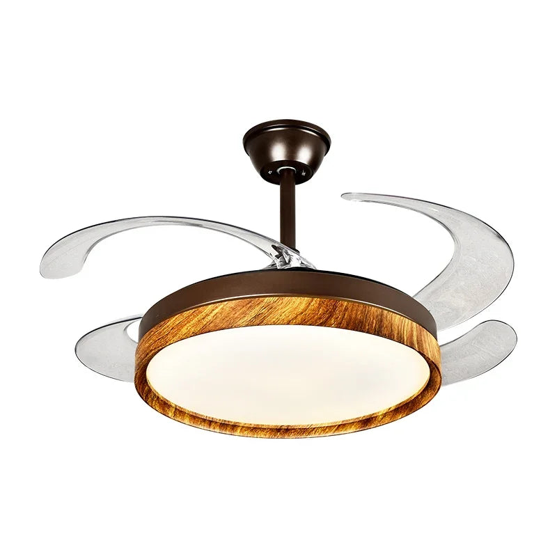 DecorBites™ LED Solid Wood Round Ceiling Fan Light with Remote Control