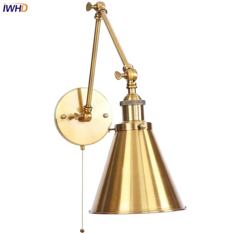 DecorBites™ LED Long Arm Wall Lamp with Pull Chain Switch for Home Hotel Bathroom