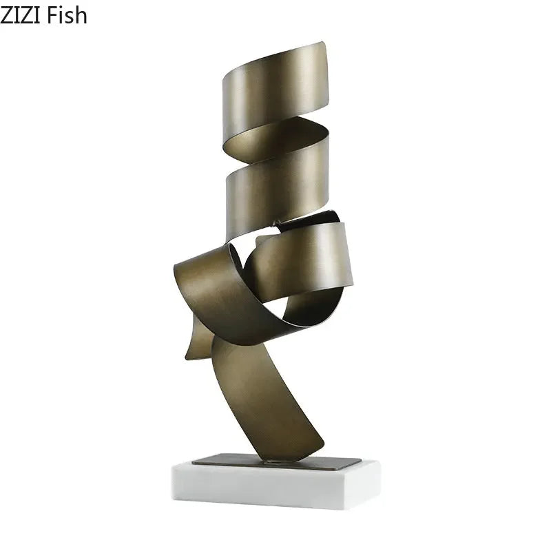 DecorBites™ Irregular Crimp Metal Ornaments: Creative Twist Sculpture Artwork for Aesthetic Room Decor