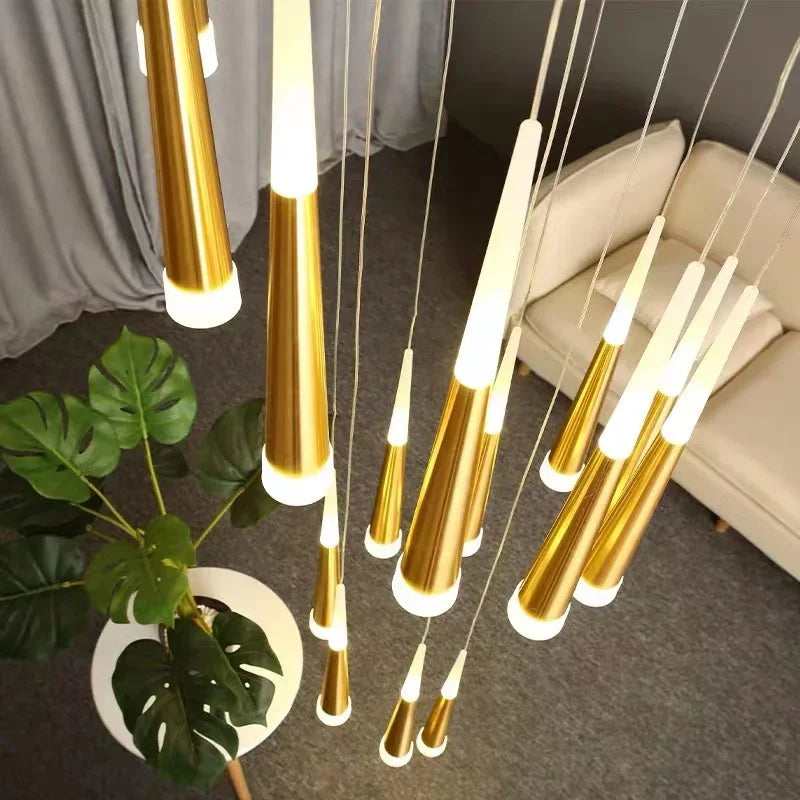 DecorBites™ Black Meteor Shower Crystal LED Chandelier for Staircase - Creative Design Lighting Fixtures
