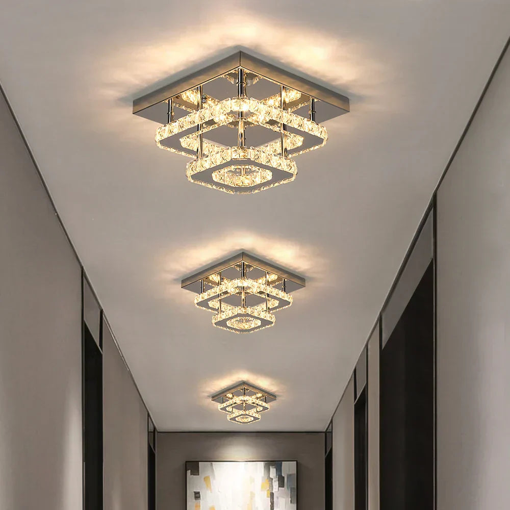 DecorBites™ Crystal LED Flush Mount Ceiling Light for Kitchen Hallway - Modern Chandelier Fixture