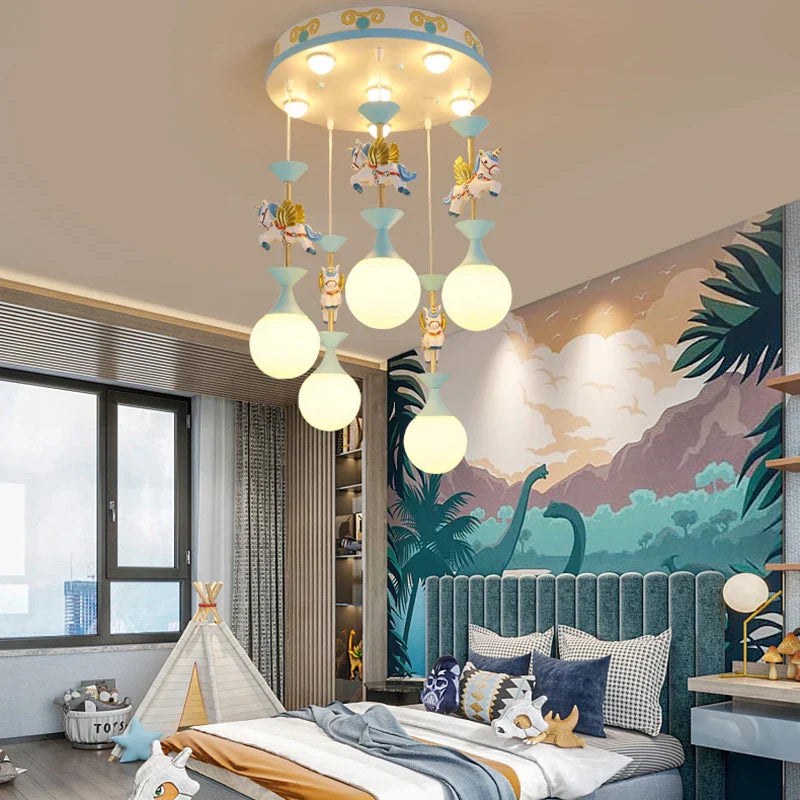 DecorBites™ Kids Ceiling Chandelier: Modern LED Pendant Light for Girls' Bedroom Decor