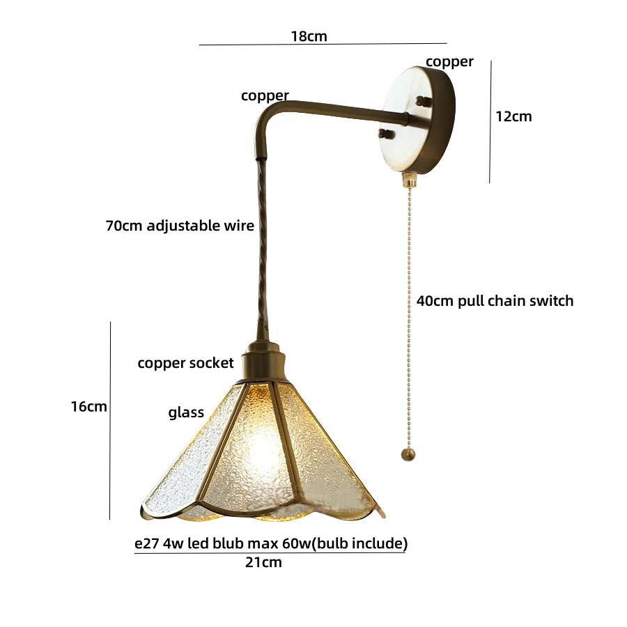 DecorBites™ Copper Adjustable LED Wall Light with Pull Chain Switch