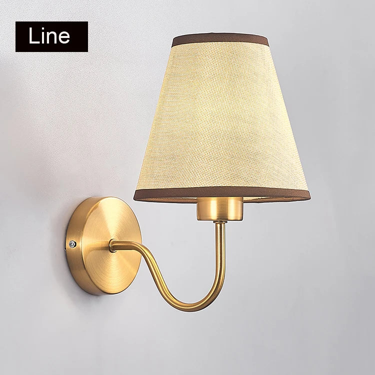 DecorBites™ Gold Fabric Wall Lamp: Modern Nordic Bedroom Light Fixture for Hotel Aisle & TV Background.