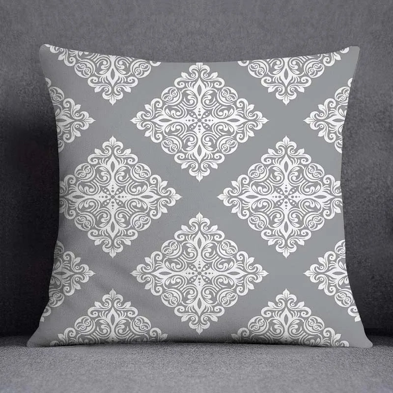 DecorBites™ Geometric Floral Print Lumbar Pillow Case 45X45cm Sofa Cushion Cover