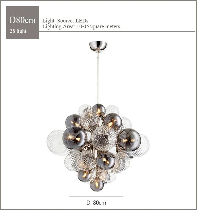 DecorBites™ Glass Globe LED Chandelier Pendant Light for Nordic Luxury Living Room