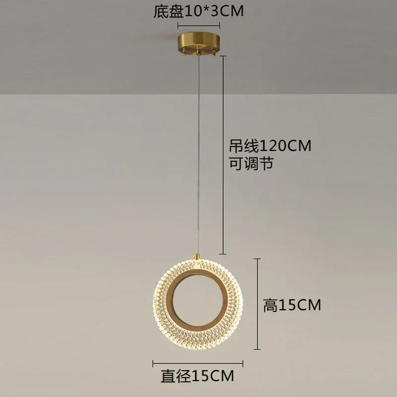 DecorBites™ Crystal Ring LED Chandelier: Modern Gold Kitchen Lighting for Staircase, Simple Indoor Hanging Lamp