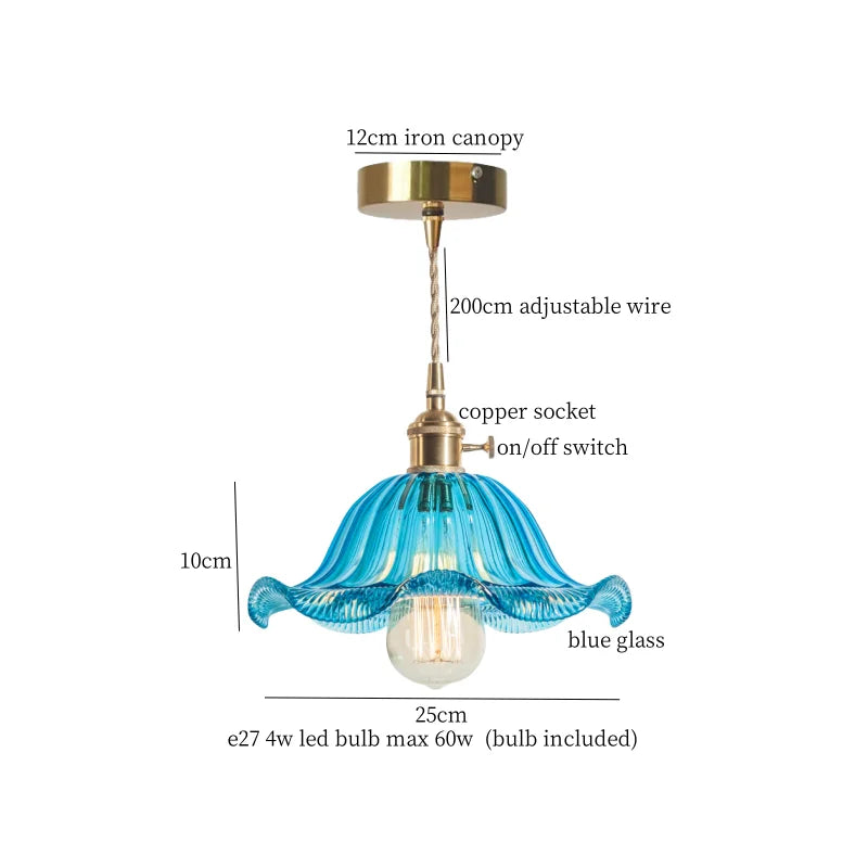 DecorBites™ Lotus Leaf Glass LED Pendant Light - Japanese Style Loft Bar Living Dining Bedroom
