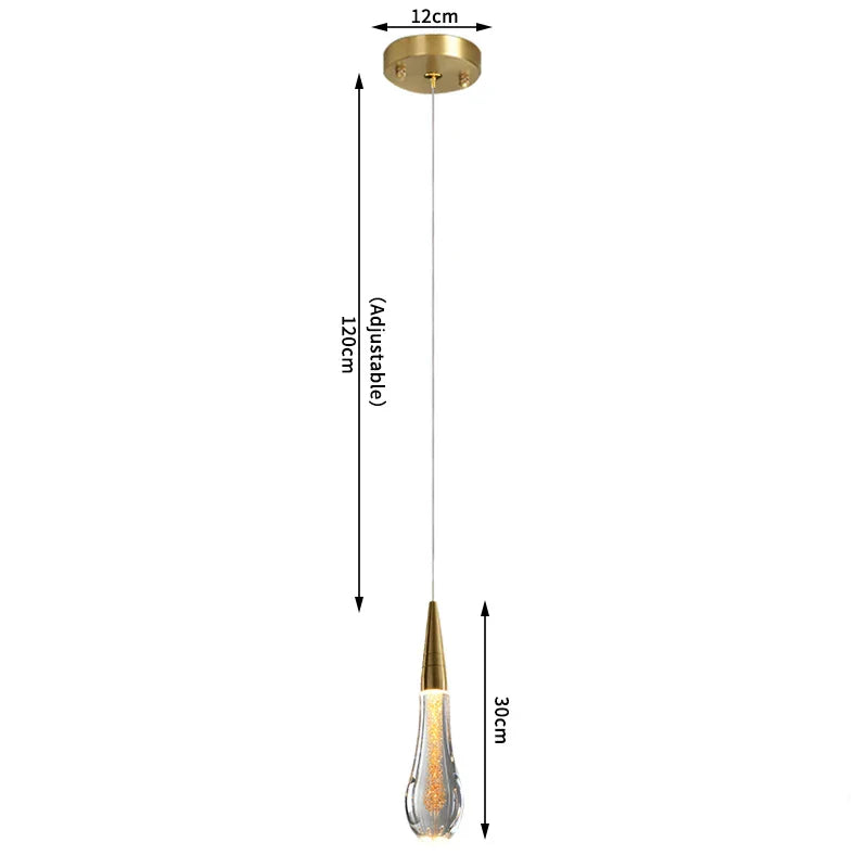 DecorBites™ Crystal Tear Drop Chandelier for Staircase, LED Pendant Light in Gold - Indoor Decor