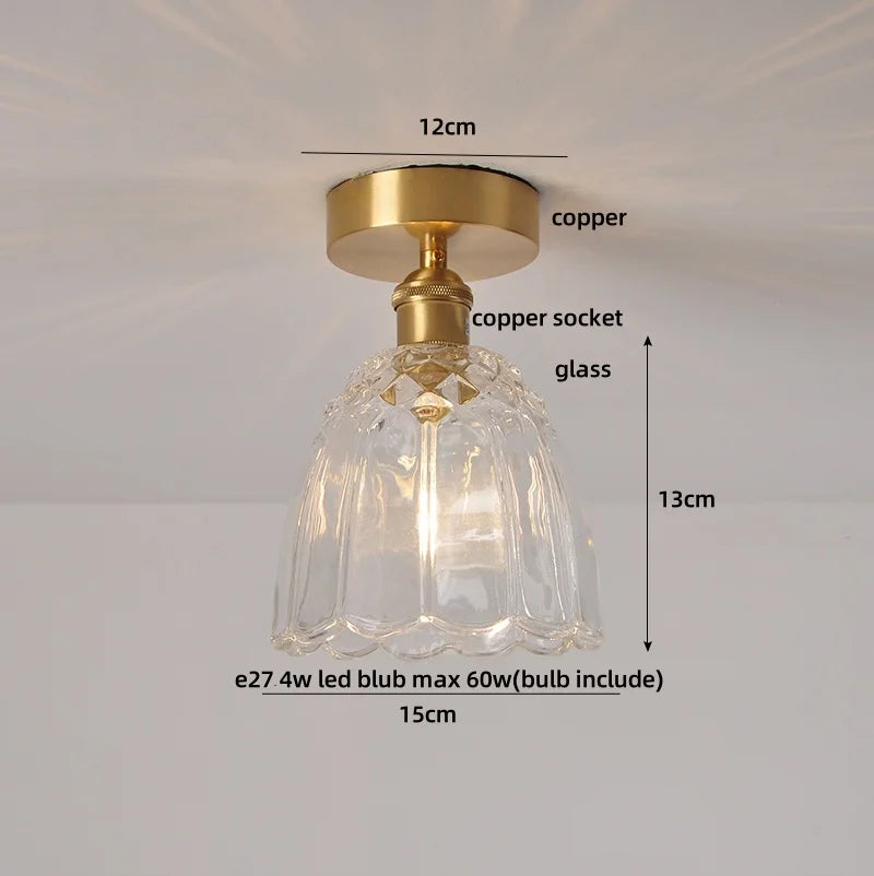 DecorBites™ Glass Grid LED Ceiling Lamp: Luxury Crystal Nordic Copper Ceiling Lights