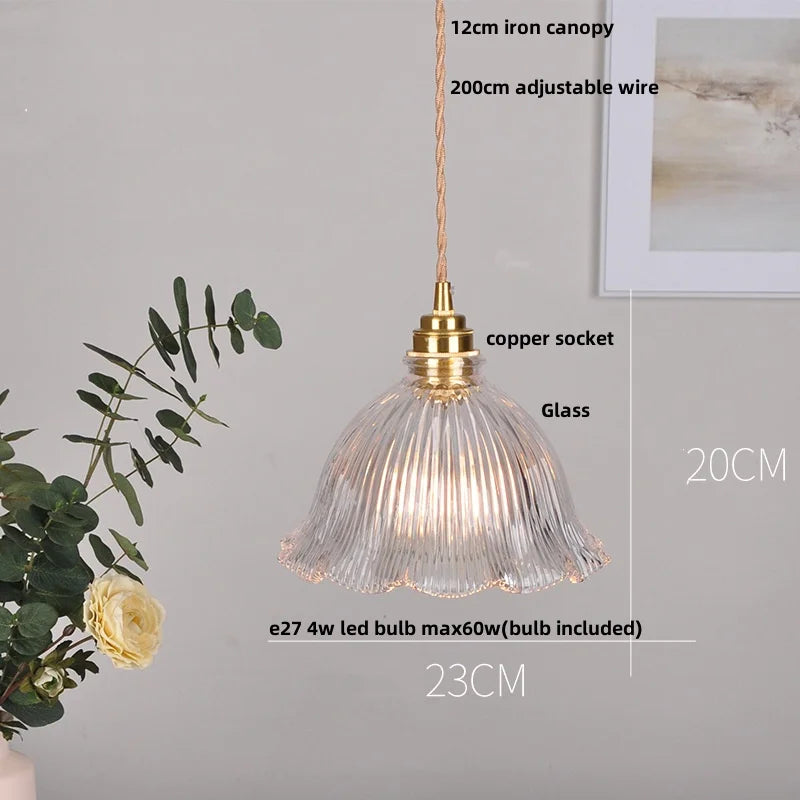 DecorBites™ Clear Glass LED Pendant Bar Kitchen Nordic Copper Dining Room Suspension