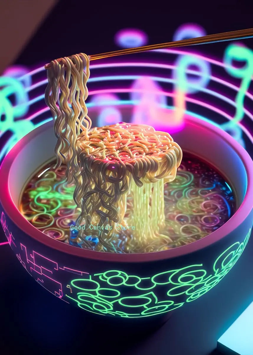 DecorBites™ Japanese Food Neon Posters Canvas Painting for Home Kitchen Decor