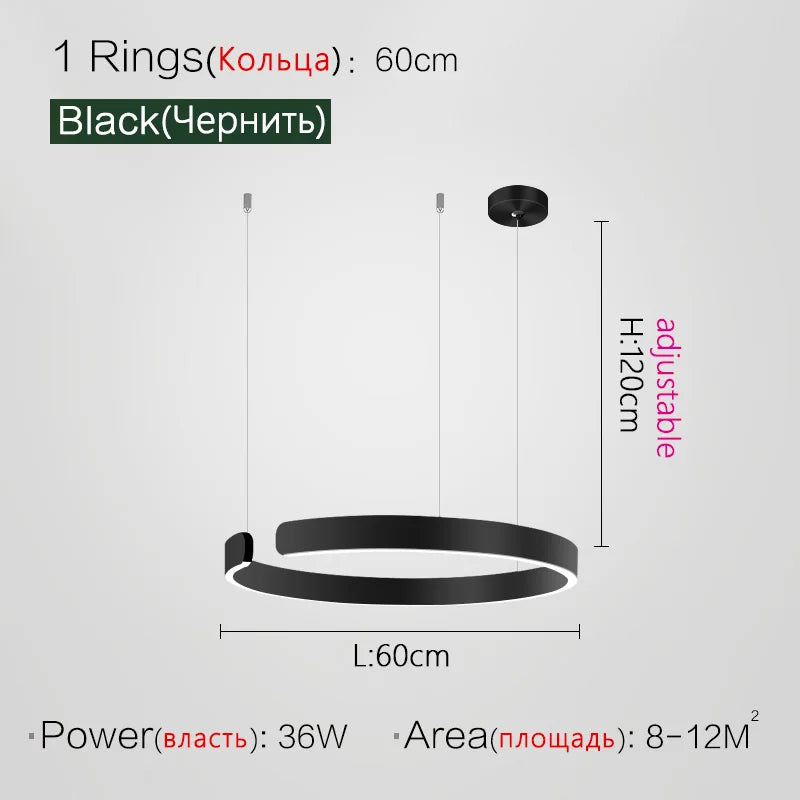 DecorBites™ LED Ring Chandelier for Home Decor - Modern Nordic Style Lighting