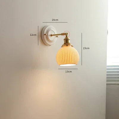 DecorBites™ Ceramic LED Wall Lights Fixture with Copper Arm for Bedroom Living Room