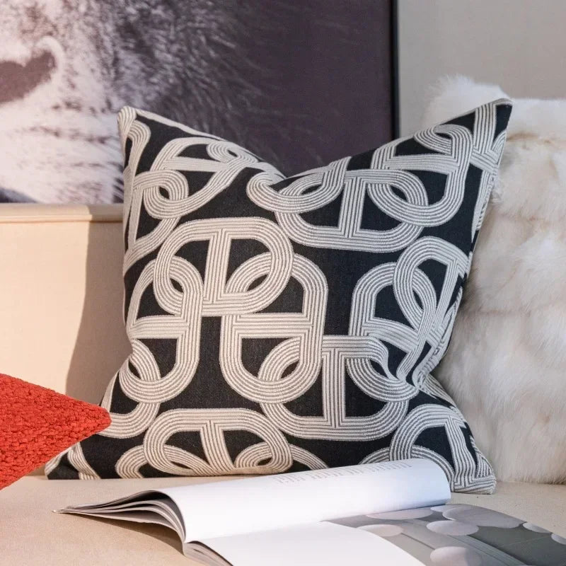 DecorBites™ Geometric Jacquard Pillow Cover Set – Elegant Home Decor Essential